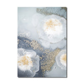 TPFLiving Luxus Poster Leinwand - Abstrakte Formen - Weiß, Blau, Gelb, Gold, Grau - 15 verschiedene Größen - OHNE Rahmen - Modell B